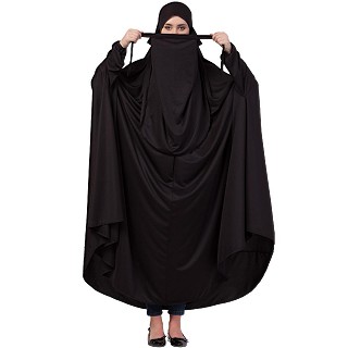 Free size jilbab with nose piece- Black